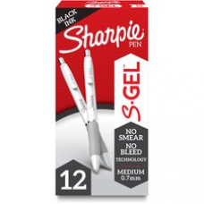 Sharpie S-Gel Pen - Medium Pen Point - 0.7 mm Pen Point Size - Black Gel-based Ink - Blue Barrel - 12 / Pack