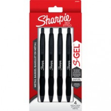 Sharpie S-Gel Pens - Medium Pen Point - 0.7 mm Pen Point Size - Black Gel-based Ink - Matte Black Metal Barrel - 4 / Pack