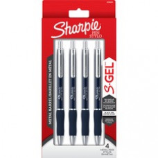 Sharpie S-Gel Pens - Medium Pen Point - 0.7 mm Pen Point Size - Black Gel-based Ink - Midnight Blue Metal Barrel - 4 / Pack