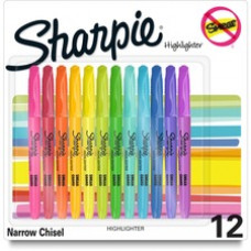 Sharpie Accent Highlighters w/Smear Guard - Chisel Marker Point Style - Assorted Dry Ink - 12 / Pack