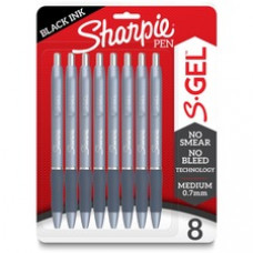 Sharpie S-Gel Pens - Medium Pen Point - 0.7 mm Pen Point Size - Black Gel-based Ink - Fashion Blue Metal Barrel - 8 / Pack