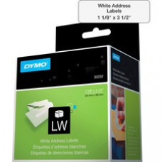 Dymo LabelWriter Address Labels - 1 1/8" Width x 3 1/2" Length - White - Paper - 350 / Roll - 2 Roll