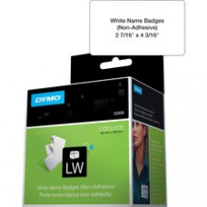 Dymo Non-Adhesive LabelWriter Name Badge Labels - 2 7/16" Width x 4 3/16" Length - Rectangle - White - 250 / Roll - 250 / Roll