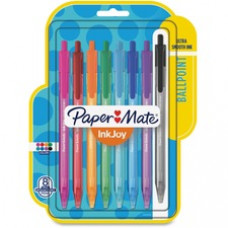Paper Mate InkJoy 100 RT Pens - Medium Pen Point - 1 mm Pen Point Size - Assorted - Translucent Barrel - 8 / Pack