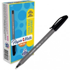 Paper Mate Inkjoy 100 ST Ballpoint Stick Pens - Medium Pen Point - 1 mm Pen Point Size - Black - Translucent Barrel - 12 / Dozen