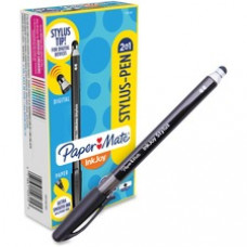 PaperMate 2-in-1 InkJoy Stylus Pen - 12 Pack - Rubber - Black