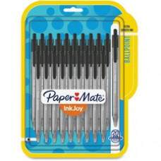 Paper Mate InkJoy 100 RT Pens - Medium Pen Point - 1 mm Pen Point Size - Black - Translucent Barrel - 20 / Pack