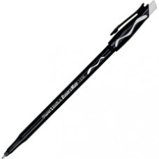 Paper Mate Erasermate Ballpoint Pens - Medium Pen Point - Black - Black Barrel - 12 / Dozen