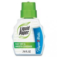 Paper Mate Liquid Paper Fast Dry Correction Fluid - Foam 0.74 fl oz - White - Fast-drying, Spill Resistant - 12 / Dozen