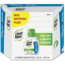 Paper Mate Liquid Paper Fast Dry Correction Fluid - Foam 0.74 fl oz - Spill Resistant, Fast-drying - 3 / Pack
