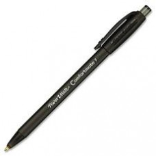 Paper Mate Comfort Mate Retractable Pens - Fine Pen Point - Black - Rubber Barrel - 12 / Dozen