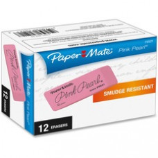 Paper Mate Pink Pearl Eraser - Lead Pencil Eraser - Self-cleaning, Tear Resistant, Smudge-free, Pliable - Rubber - 12/Box - Pink