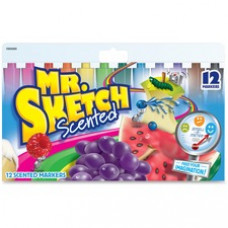 Mr. Sketch Scented Watercolor Markers - Bevel, Chisel Marker Point Style - Assorted - 12 / Set
