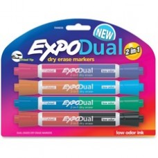 Expo 2-in-1 Dry Erase Markers - Chisel Marker Point Style - Assorted - 4 / Pack