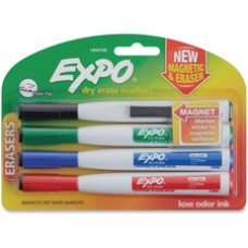 Expo Eraser Cap Fine Magnetic Dry Erase Markers - Medium, Fine, Broad Marker Point - Assorted - 4 / Pack