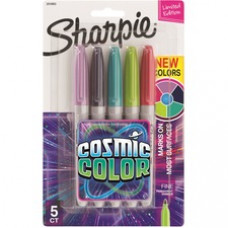 Sharpie Cosmic Color Fine Permanent Markers - Fine Marker Point - Boysenberry, Navy, Aqua, Venus Green, Jupiter Red - 5 / Pack