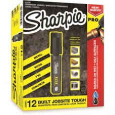 Sharpie PRO Chisel Tip Permanent Markers - Medium, Fine Marker Point - Chisel Marker Point Style - Black - 1 Dozen