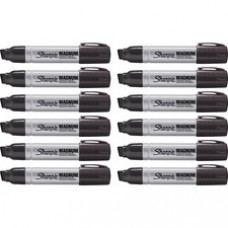 Sharpie Magnum Black Permenant Markers - Chisel Marker Point Style - Black - Plastic Barrel - 12 / Box