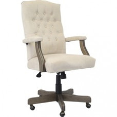Boss Executive Commercial Linen Chair - Champagne Velvet, Linen Seat - Champagne Velvet, Linen Back - Driftwood Frame - Mid Back - 5-star Base - Armrest - 1 / Each