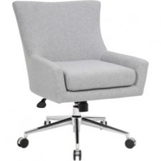 Boss Linen Accent/Desk Chair, Granite - Granite Linen Seat - Granite Linen Back - Chrome Frame - 5-star Base - 1 Each