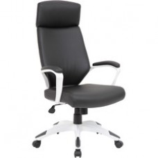 Boss White/Black Gaming Chair - Black Vinyl Seat - Black, White Vinyl Back - White Frame - 5-star Base - Armrest - 1 Each