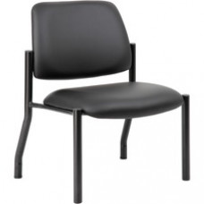 Boss Mid-Back Guest Chair - Black Vinyl Seat - Black Vinyl Back - Black Tubular Steel Frame - Mid Back - Four-legged Base - 1 Each