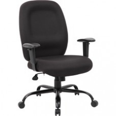 Boss Heavy Duty Task Chair- 400 lbs - Black Crepe Fabric Seat - Black Crepe Fabric Back - Black Frame - 5-star Base - Armrest - 1 / Each