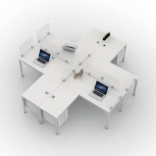 Boss Simple System 4-unit Desk - 11 ft x 10 ft x 29.5