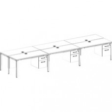 Boss 6 Desks 3 Side by Side and 3 Face to Face with 6 Pedestals - 60