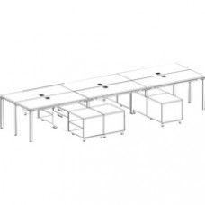 Boss 6 Desks 3 Side by Side and 3 Face to Face with 6 Cabinets - 60