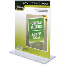 Nu-Dell T-shape Acrylic Frame Standing Sign Holder - Holds 8.50