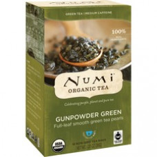 Numi Gunpowder Green Organic Tea - Green Tea - Gunpowder Green - 18 Teabag - 18 / Box