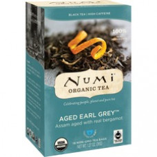 Numi Aged Earl Grey Organic Black Tea - Black Tea - Earl Grey - 18 Teabag - 18 / Box