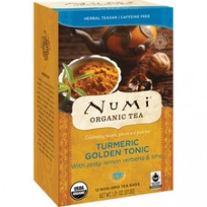 Numi Organic Turmeric Golden Tonic Herbal Tea Bag - 1.3 oz - 12 / Box