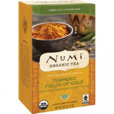 Numi Organic Turmeric Fields of Gold Herbal Tea Bag - 1.3 oz - 12 / Box
