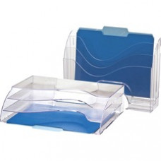 OIC Clear Wave 2-way Desktop Organizer - 3 Compartment(s) - 3 Tier(s) - 11.3