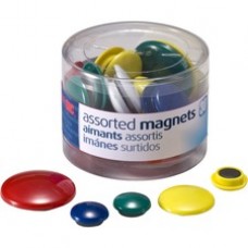 OIC Round Handy Magnets - 30 (Magnet) Shape - Red, Yellow, White, Blue, Green - Magnet - 30 / Pack