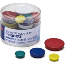 OIC Heavy-Duty Assorted Magnets - Small, Medium, Large - 30 / Each - Red, Yellow, White, Blue, Green