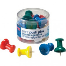 OIC Giant Push Pins - 1.5" Length - 12 / Pack - Assorted