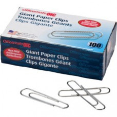 OIC Giant-size Non-skid Paper Clips - 1000 / Pack - Silver - Steel