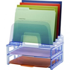 Officemate Blue Glacier™ Large Incline Sorter w/ 2 Letter Trays - 5 Compartment(s) - 14.3