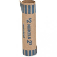 PAP-R Tubular Coin Wrappers - Total $2.00 in 40 Coins of 5¢ Denomination - Heavy Duty, Burst Resistant - Kraft - Blue