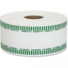 PAP-R Color-coded Coin Machine Wrappers - 1000 ft Length - 1900 Wrap(s)Total $5.0 in 50 Coins of 10¢ Denomination - 15 lb Paper Weight - Kraft - Green, White