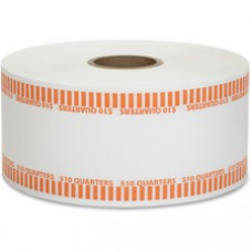 PAP-R Color-coded Coin Machine Wrappers - 1000 ft Length - 1900 Wrap(s)Total $10 in 40 Coins of 25¢ Denomination - 15 lb Paper Weight - Kraft - Orange, White