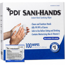 PDI Sani-Hands Instant Hand Sanitizing Wipes - Antimicrobial, Anti-septic, Dye-free, Fragrance-free, Hygienic, Resealable - For Hand - 100 / Box