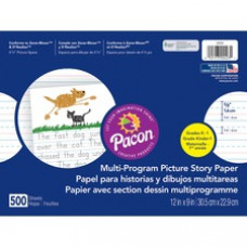 Pacon Multi-program Ruled Picture Story Paper - 500 Sheets - 0.63