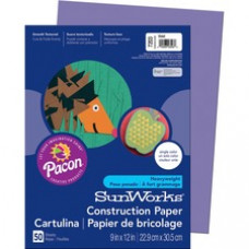 SunWorks Construction Paper - Multipurpose - 12x 9" - 50 / Pack - Violet - Paper
