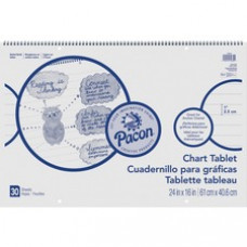 Pacon Ruled Chart Tablet - 30 Sheets - Spiral Bound - Ruled - 1