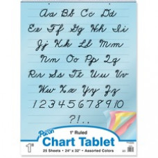Pacon Cursive Cover Colored Paper Chart Tablet - 25 Sheets - 1