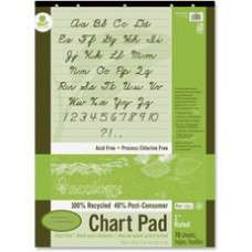 Ecology Recycled Chart Pad - 70 Sheets - Front Ruling Surface - Ruled - 1